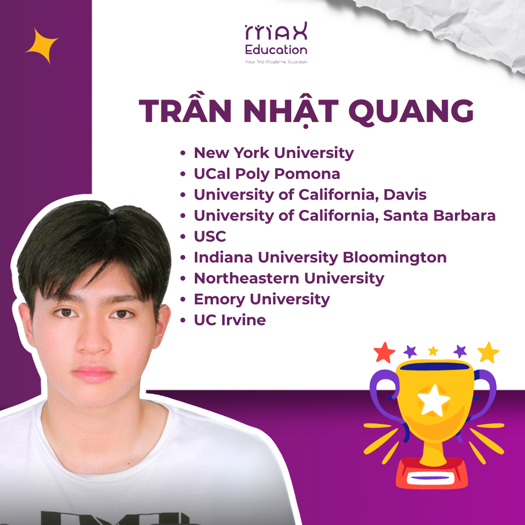 Học sinh MAX Education Trần Nhật Quang — đậu New York University