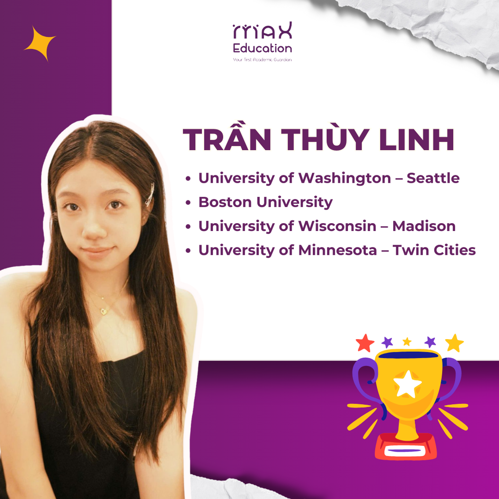 Học sinh MAX Education Trần Thuỳ Linh — đậu University of Washington–Seattle